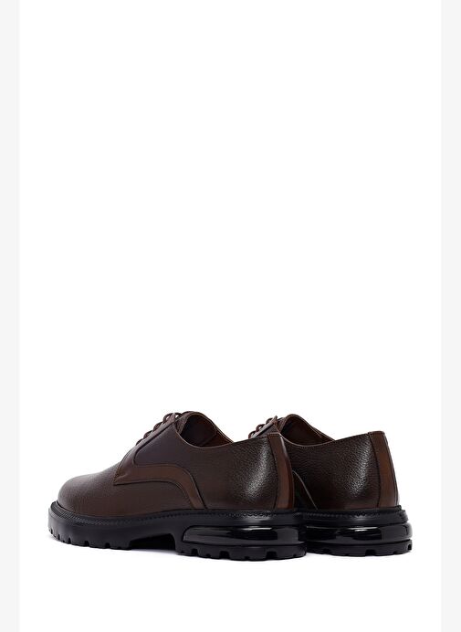 Erkek Kahverengi Bağcıklı Kalın Tabanlı Deri Casual Ayakkabı 25WFD6755FT - Görsel 6
