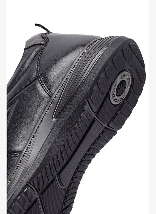 Erkek Siyah Bağcıklı Deri Casual Sneaker 25WFD675818 - Görsel 9