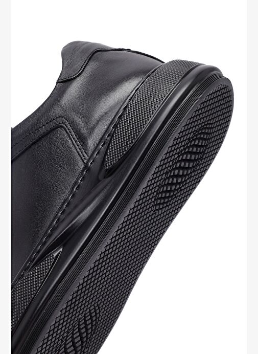Erkek Siyah Bağcıklı Kalın Tabanlı Deri Sneaker 25WFD676118 - Görsel 9