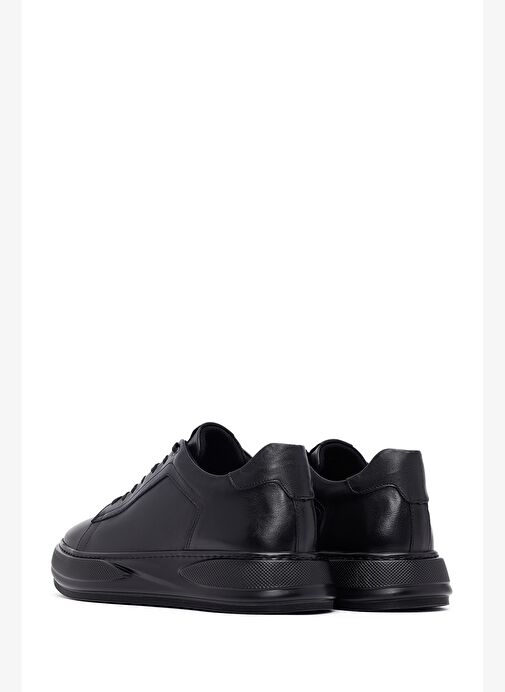 Erkek Siyah Bağcıklı Kalın Tabanlı Deri Sneaker 25WFD676118 - Görsel 6