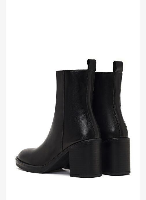 Kadın Siyah Fermuarlı Kalın Topuklu Deri Bot 25WFD203018 - Görsel 8