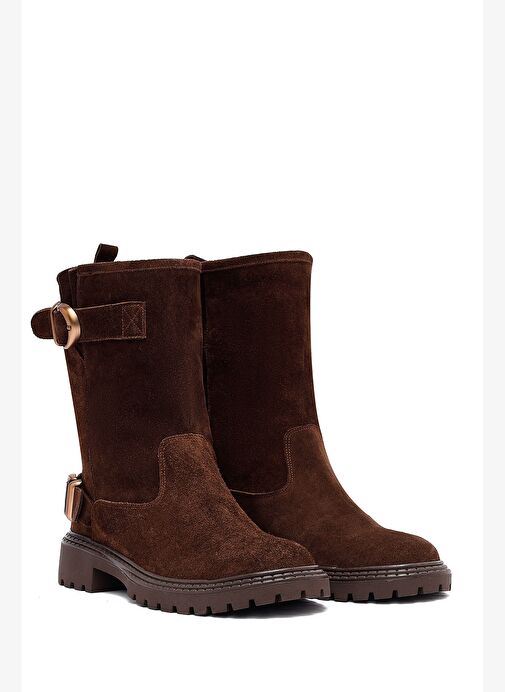 Kadın Kahverengi Süet Deri Bot 25WFD202410 - Görsel 5