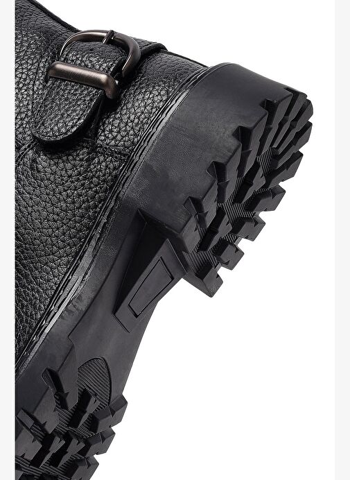 Kadın Siyah Deri Biker Bot 25WFD2024FT - Görsel 9