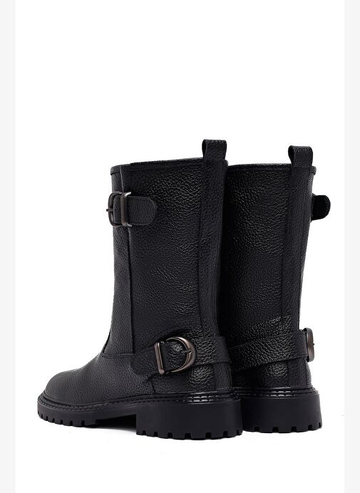 Kadın Siyah Deri Biker Bot 25WFD2024FT - Görsel 7