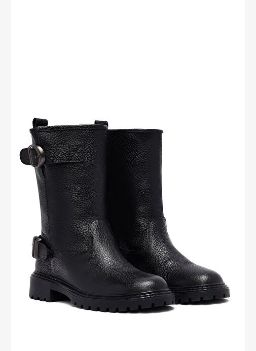 Kadın Siyah Deri Biker Bot 25WFD2024FT - Görsel 5