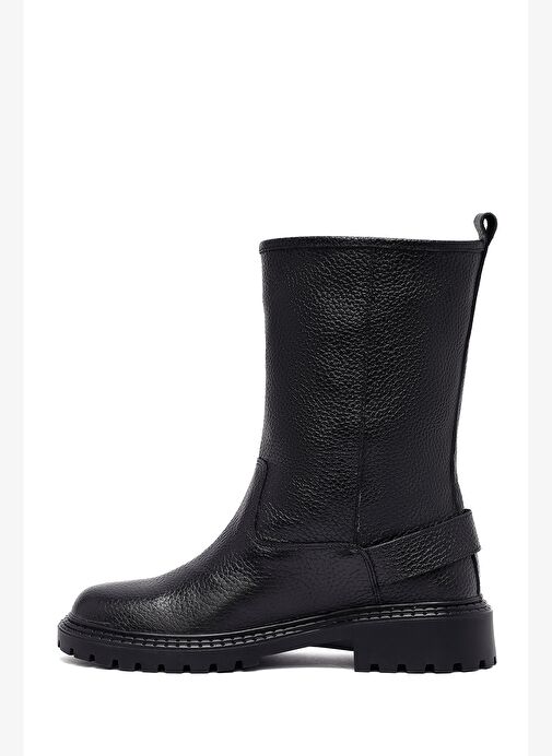 Kadın Siyah Deri Biker Bot 25WFD2024FT - Görsel 4
