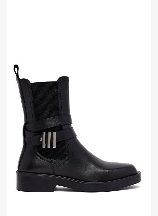 Kadın Siyah Fermuarlı Deri Bot 25WFD202518 - Görsel 2