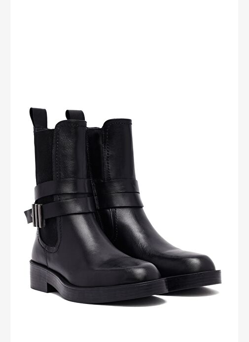 Kadın Siyah Fermuarlı Deri Bot 25WFD202518 - Görsel 5