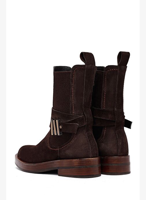 Kadın Kahverengi Fermuarlı Süet Deri Bot 25WFD202510 - Görsel 7