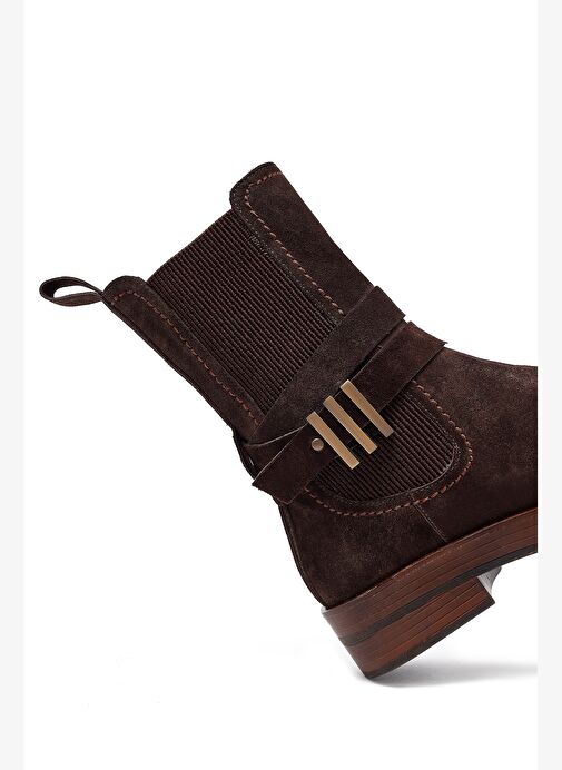 Kadın Kahverengi Fermuarlı Süet Deri Bot 25WFD202510 - Görsel 9