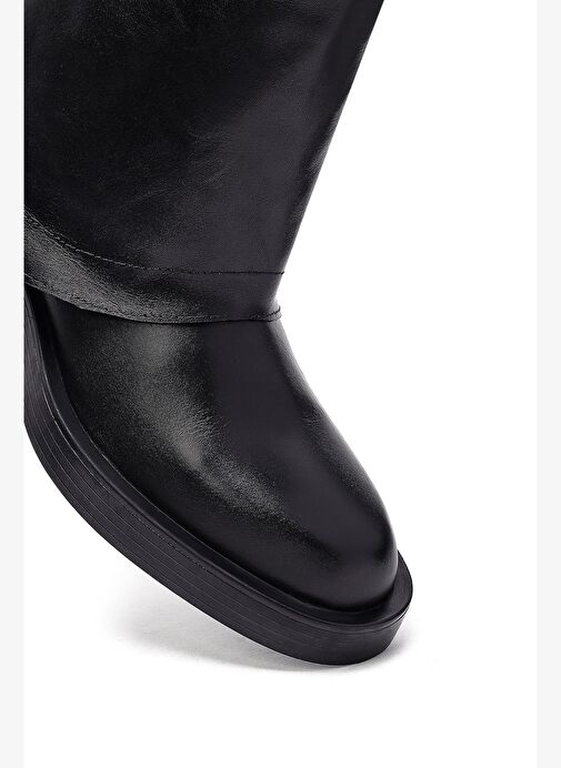 Kadın Siyah Tokalı Biker Deri Bot 25WFD202618 - Görsel 9