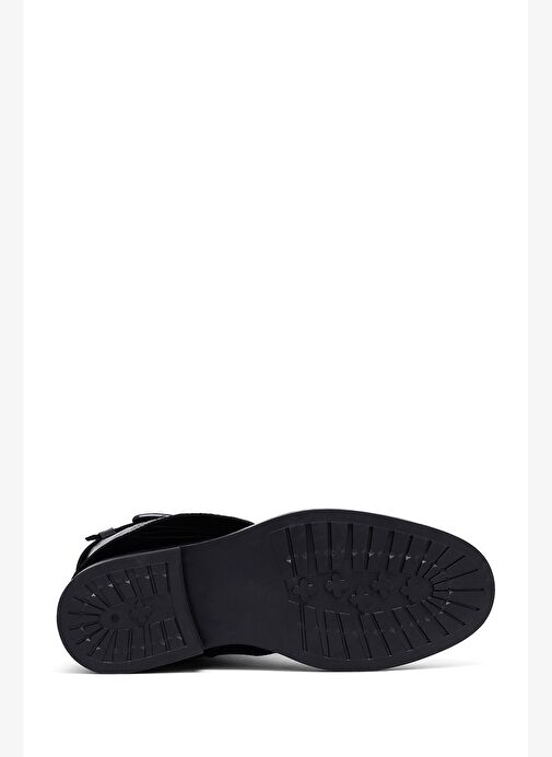 Kadın Siyah Tokalı Biker Deri Bot 25WFD202618 - Görsel 5