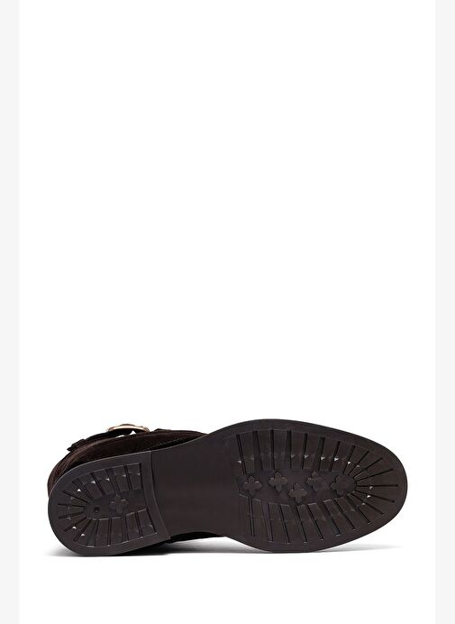 Kadın Kahverengi Fermuarlı Süet Deri Biker Bot 25WFD202610 - Görsel 6