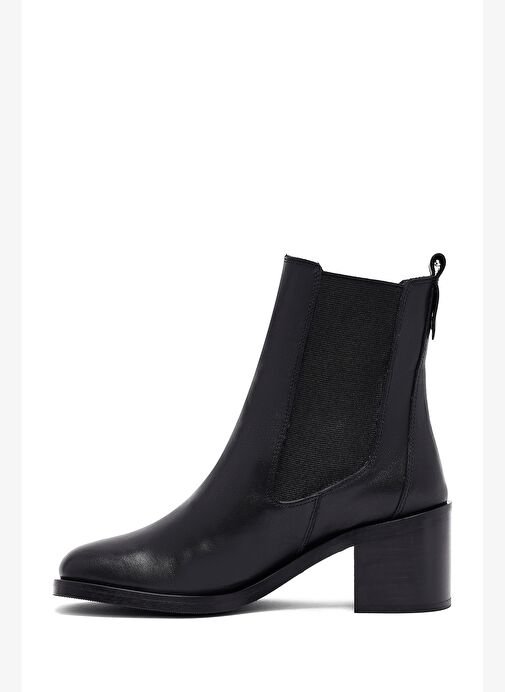 Kadın Siyah Kalın Topuklu Deri Chelsea Bot 25WFD202918 - Görsel 5