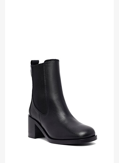 Kadın Siyah Kalın Topuklu Deri Chelsea Bot 25WFD202918 - Görsel 9