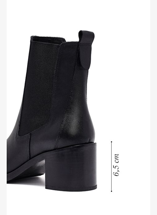Kadın Siyah Kalın Topuklu Deri Chelsea Bot 25WFD202918 - Görsel 3