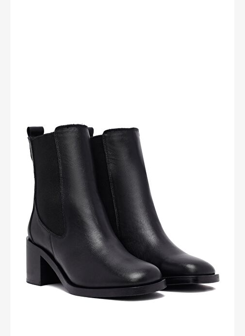 Kadın Siyah Kalın Topuklu Deri Chelsea Bot 25WFD202918 - Görsel 6