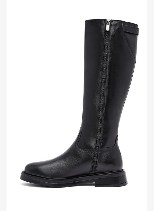 Kadın Siyah Fermuarlı Deri Çizme 25WFD203318 - Görsel 5
