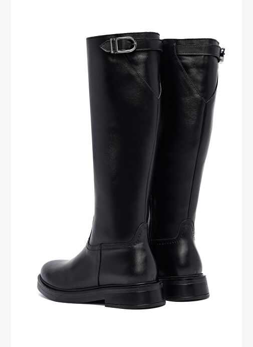 Kadın Siyah Fermuarlı Deri Çizme 25WFD203318 - Görsel 8