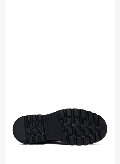 Erkek Siyah Bağcıklı Kalın Tabanlı Deri Casual Ayakkabı 25WFD760518 - Görsel 5