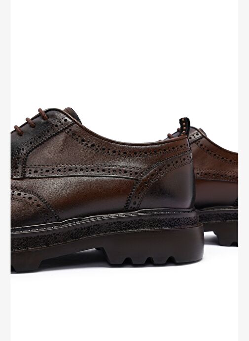 Erkek Kahverengi Bağcıklı Kalın Tabanlı Deri Casual Ayakkabı 25WFD760518 - Görsel 9