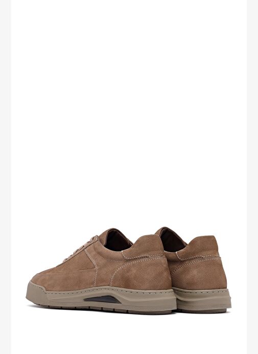 Erkek Bej Bağcıklı Nubuk Deri Sneaker 25WFD7607V3 - Görsel 6