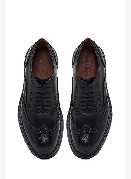 Erkek Siyah Bağcıklı Deri Casual Ayakkabı 25WFD724518 - Görsel 8