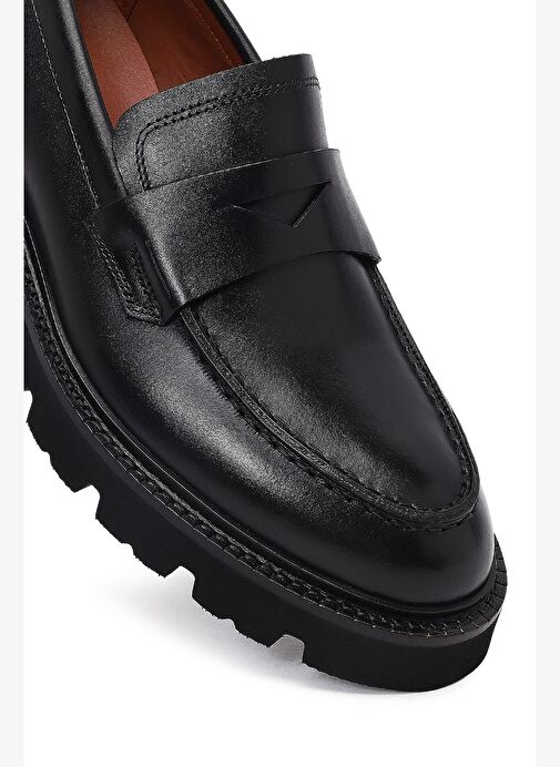 Erkek Siyah Deri Loafer 25WFD724818 - Görsel 9
