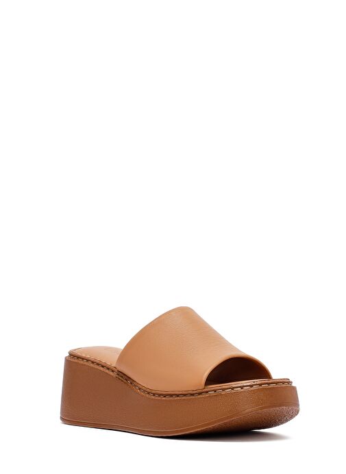 Kadın Taba Kalın Tabanlı Deri Comfort Terlik 25SFD341418 - Görsel 8