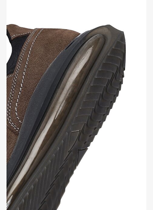Erkek Vizon Bağcıklı Kalın Tabanlı Nubuk Deri Sneaker 25WFD6821V3 - Görsel 9