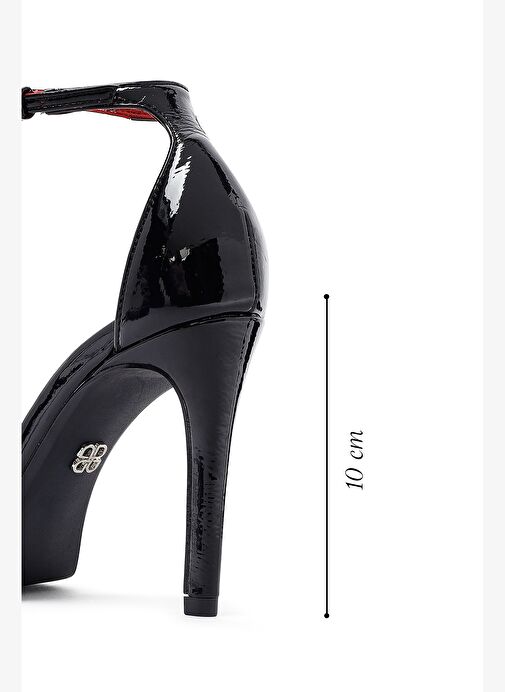 Kadın Siyah Bilekten Tokalı Yüksek İnce Topuklu Rugan Stiletto 25AFD440316 - Görsel 3