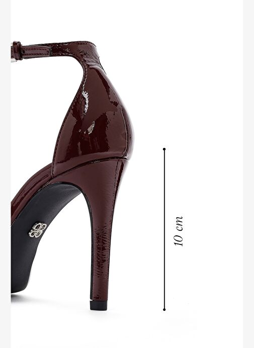 Kadın Bordo Bilekten Tokalı Yüksek İnce Topuklu Rugan Stiletto 25AFD440316 - Görsel 3