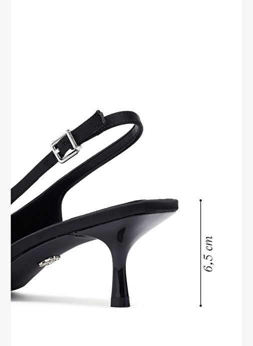 Kadın Siyah Fiyonklu Arkası Açık İnce Topuklu Ayakkabı 25AFD44026F - Görsel 3