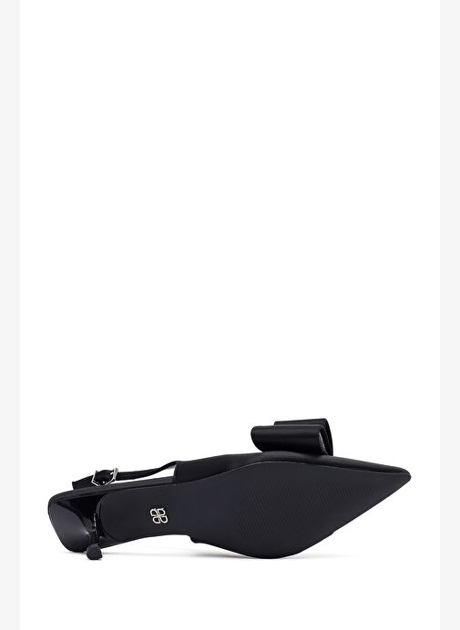 Kadın Siyah Fiyonklu Arkası Açık İnce Topuklu Ayakkabı 25AFD44026F - Görsel 6