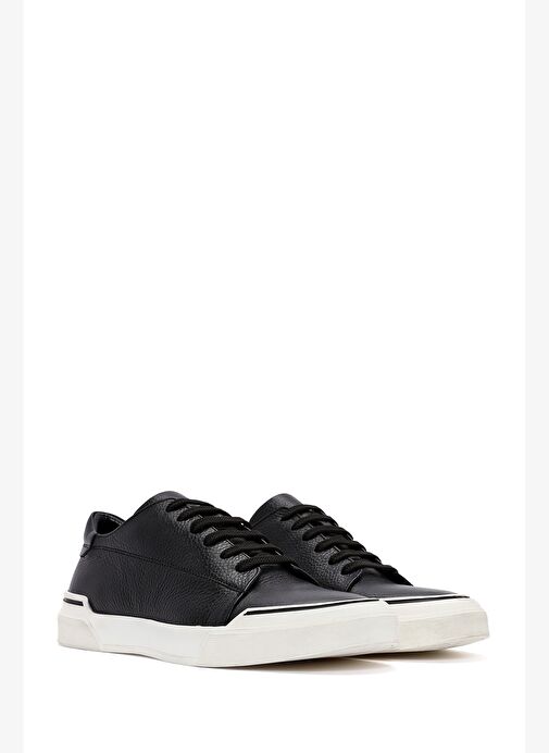 Erkek Siyah Bağcıklı Deri Sneaker 25WFD6207FT - Görsel 4