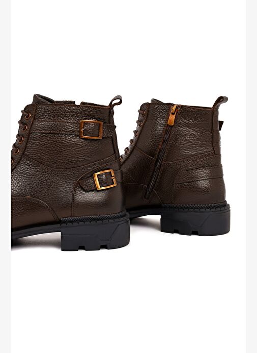 Erkek Kahverengi Bağcıklı Deri Casual Postal Bot 25WFD6201FT - Görsel 9