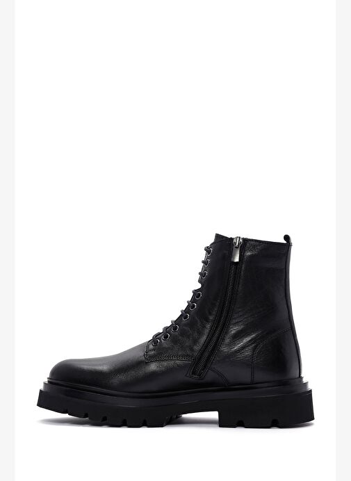 Erkek Siyah Fermuarlı Deri Casual Bot 25WFD620318 - Görsel 3