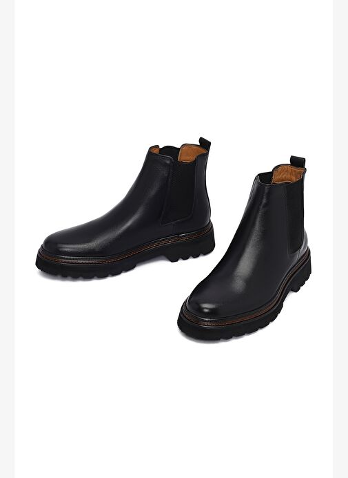 Erkek Siyah Deri Chelsea Bot 25WFD620618 - Görsel 4