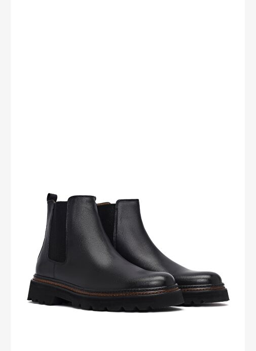 Erkek Siyah Deri Chelsea Bot 25WFD620618 - Görsel 5