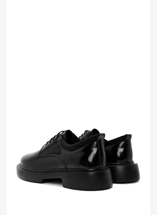 Erkek Siyah Deri Kalın Tabanlı Casual Ayakkabı 25WFD621422 - Görsel 6