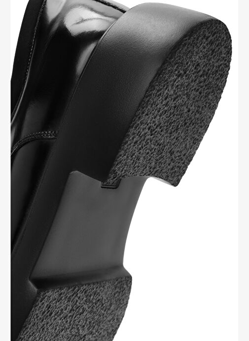 Erkek Siyah Deri Kalın Tabanlı Casual Ayakkabı 25WFD621422 - Görsel 9