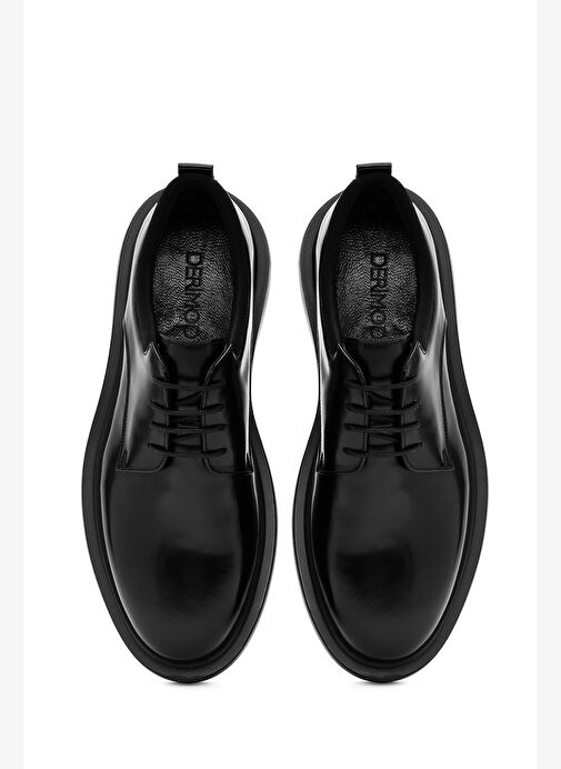 Erkek Siyah Deri Kalın Tabanlı Casual Ayakkabı 25WFD621422 - Görsel 8