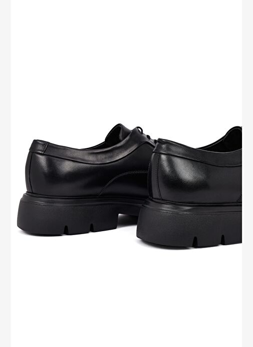 Erkek Siyah Kalın Tabanlı Deri Casual Ayakkabı 25WFD622018 - Görsel 9