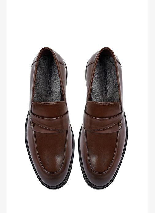 Erkek Kahverengi Deri Klasik Loafer 25WFD620918 - Görsel 8