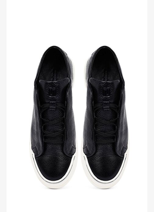 Erkek Siyah Bağcıklı Deri Sneaker 25WFD6211FT - Görsel 8