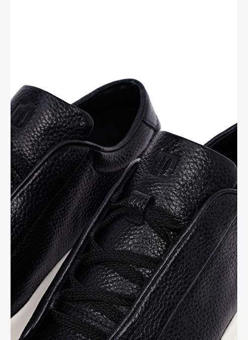 Erkek Siyah Bağcıklı Deri Sneaker 25WFD6211FT - Görsel 9