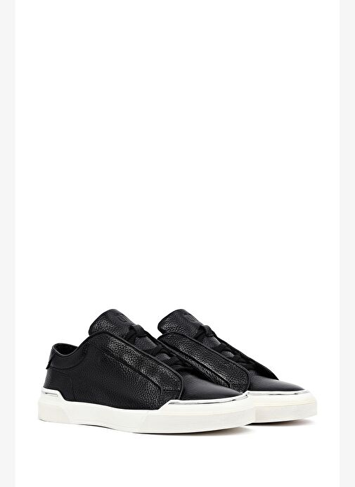 Erkek Siyah Bağcıklı Deri Sneaker 25WFD6211FT - Görsel 4