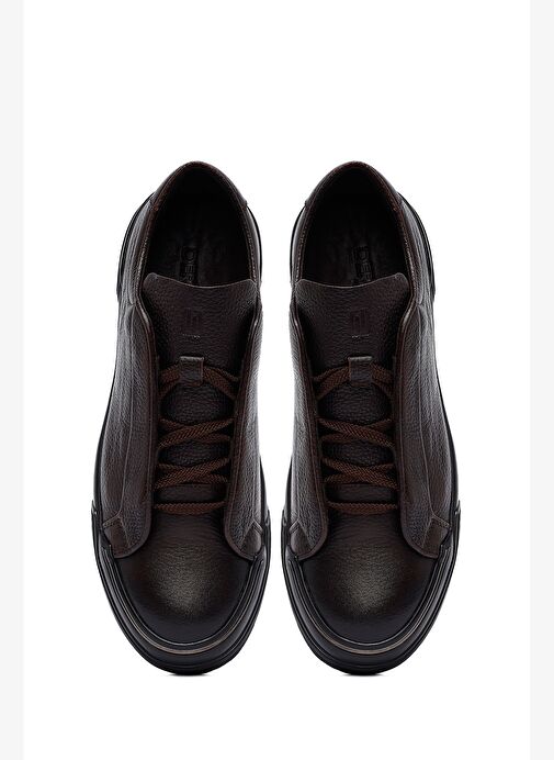 Erkek Kahverengi Bağcıklı Deri Sneaker 25WFD6211FT - Görsel 8