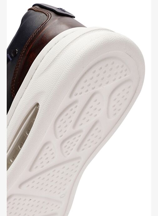 Erkek Lacivert Bağcıklı Kalın Tabanlı Deri Sneaker 25WFD611318 - Görsel 9