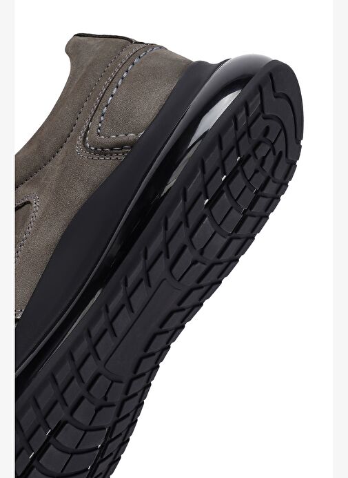Erkek Gri Bağcıklı Kalın Tabanlı Nubuk Deri Sneaker 25WFD6114V3 - Görsel 9